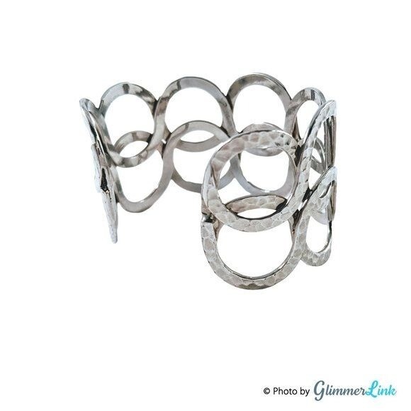 Interlocking Circles Hammered Open Work Geometric… - image 4