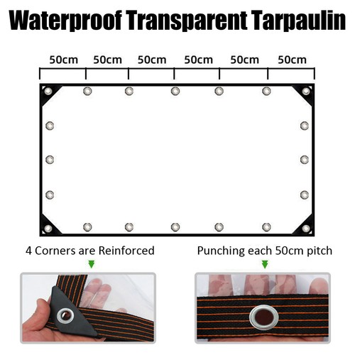 Lona transparente impermeable con ojales cubierta de lona de vinilo PE de alta resistencia para patio - Imagen 10 de 20