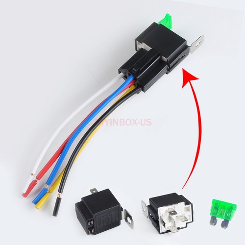 6 PACK 30A Fuse Automotive Car Relay Switch Harness Set 5PIN SPDT 14AWG Hot Wire - Picture 11 of 12