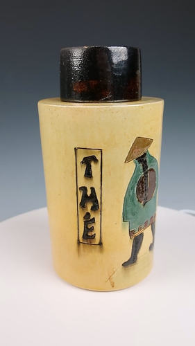 Antique French Art Pottery Tea Canister Caddy Jar Orientalist Aesthetic Nouveau - Video 1 of 1