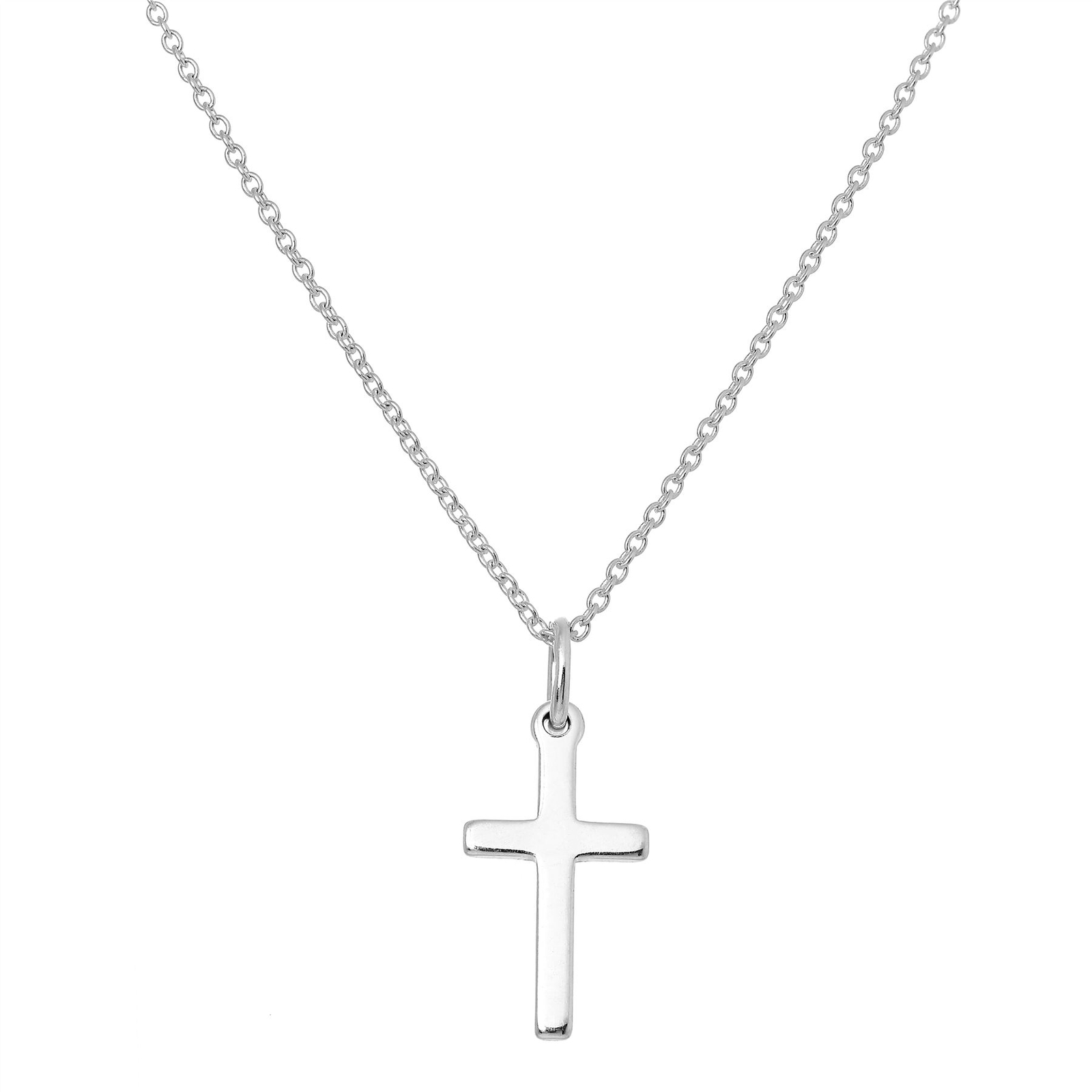 Einfache echte 925 Sterlingsilber Kreuz auf Kette Halsk…