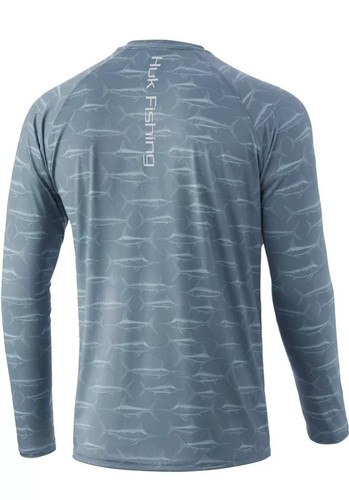 Medium HUK Men's Billfish Pursuit Long Sleeve UPF Fishing Performance Shirt Pink - Picture 7 of 7