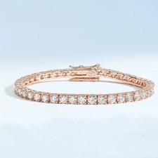 3mm Round Cut Moissanite Men's Tennis Bracelet Women Gift S925 Silver with GRA