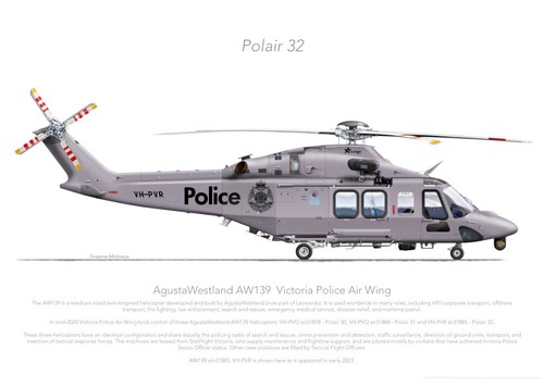 AW139 VH-PVR POL32 2023 - A3+ Profile Print - Bild 1 von 4
