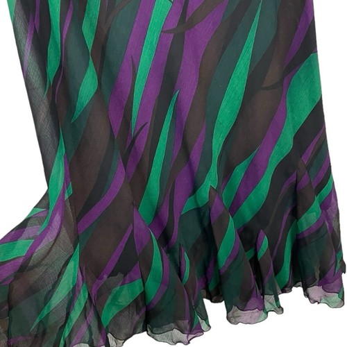 Cato Damen Medium Midi Rock Chiffon Slip Style Rüschensaum Flirty Lila Grün - Bild 3 von 5