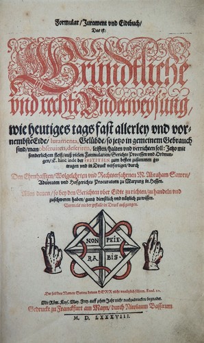 RECHT NOTARE GERICHTS UNORDNUNG EIDBUCH SAUR FRANKFURT VOLLSTÄNDIG 2 WERKE 1588 - Picture 1 of 13