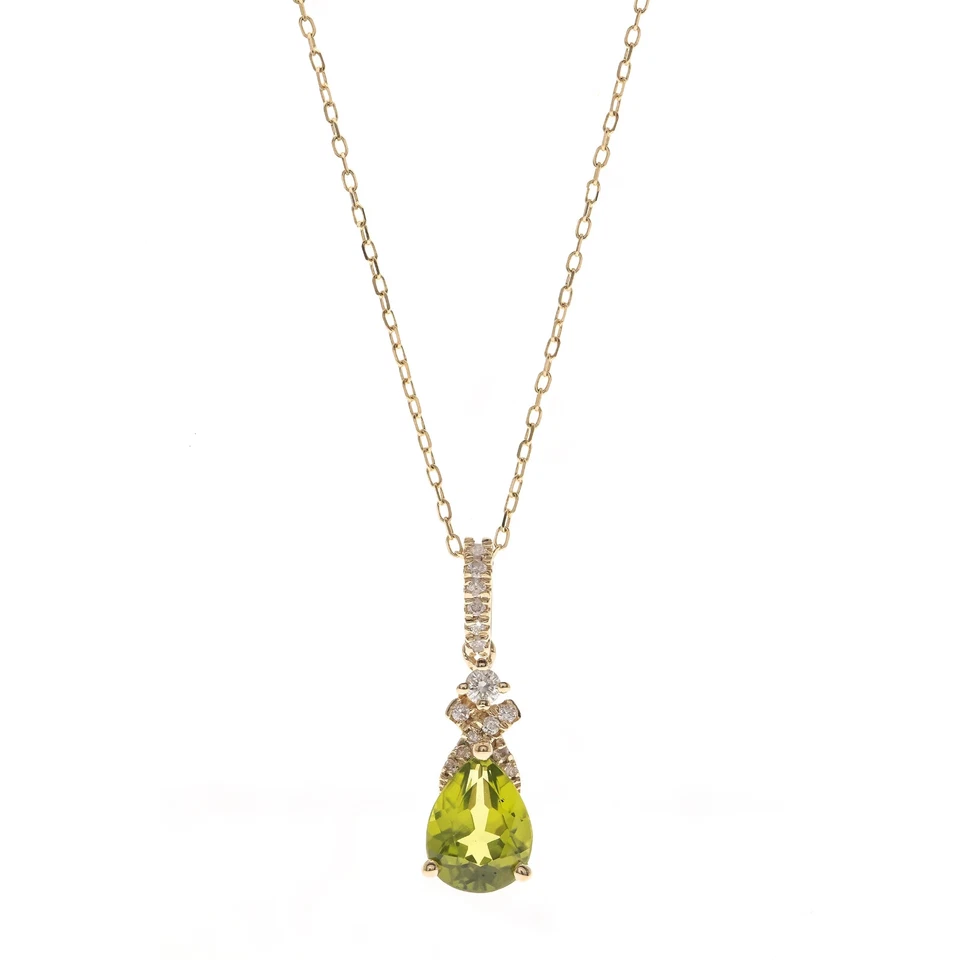 Colgante de peridoto y diamantes naturales de 1,32 quilates de oro amarillo macizo de 14 k Foto 3 de 3