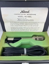 National MC1685L Electret Vintage Condenser Microphone w/ Case Made in Japan