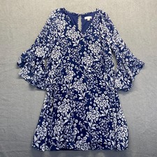 Calvin Klein Womens Dress Size 8,Floral Blue,Lined,Lightweight,Casual,V Neck