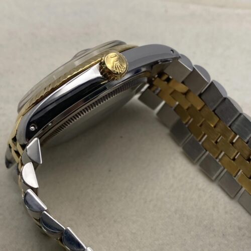 Montre pour homme Rolex Datejust 36 mm or jaune 18 carats acier champagne cadran diamant 16233 - Photo 3 sur 8