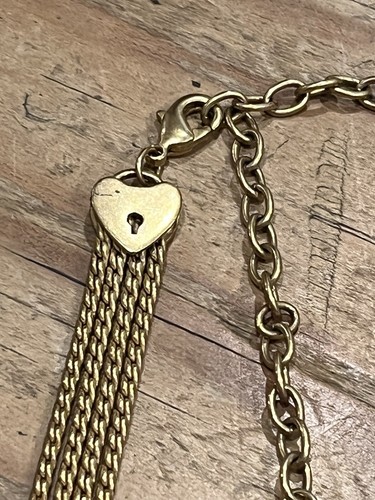Stella & Dot KEEP Collective Gold Tone Lock Heart Key Charm Necklace Four Chains - Picture 9 of 13