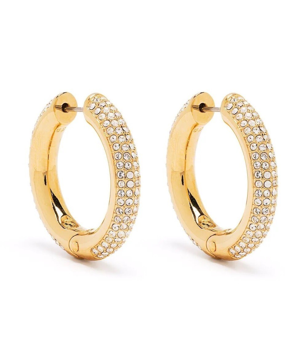 New in Gift Box SWAROVSKI 5618305 Gold White Sparkling Dextera Hoop Earrings