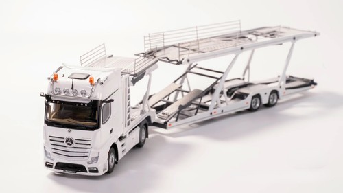 1:64 White Benz Actros Gigaspace Semi Trailer Truck Model Diecast Metal Car - Picture 3 of 16
