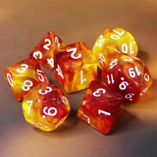 NEW RPG / D&D Dice | Sets of 7 - Fantasy II - Molten Lava