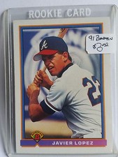 1991 Bowman #587 Javy Lopez RC : Atlanta Braves