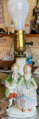 Vintage Victorian Courting Dancing Couple Table Lamp Japan - Picture 10 of 16