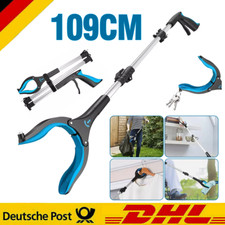 109cm Greifzange M&uuml;llzange Greifhilfe Greifarm M&uuml;ll Greifer Abfall Zange Blau DE