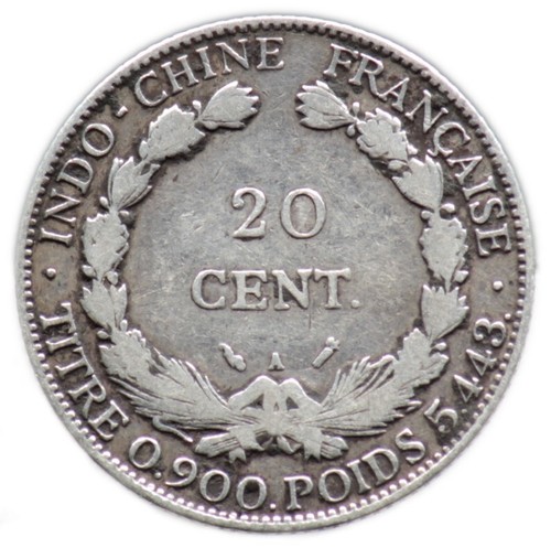 20 CENTIEMES 1885 INDOCHINE / INDOCHINA (argent / silver) 20 cent - Foto 2 di 2