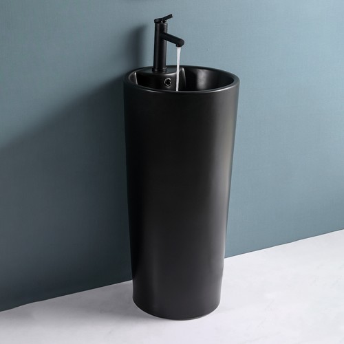 Ceramic Bathroom Sinks Black Round Ceramic Basin Bowl Countertop Basin Vessel - Picture 10 of 12
