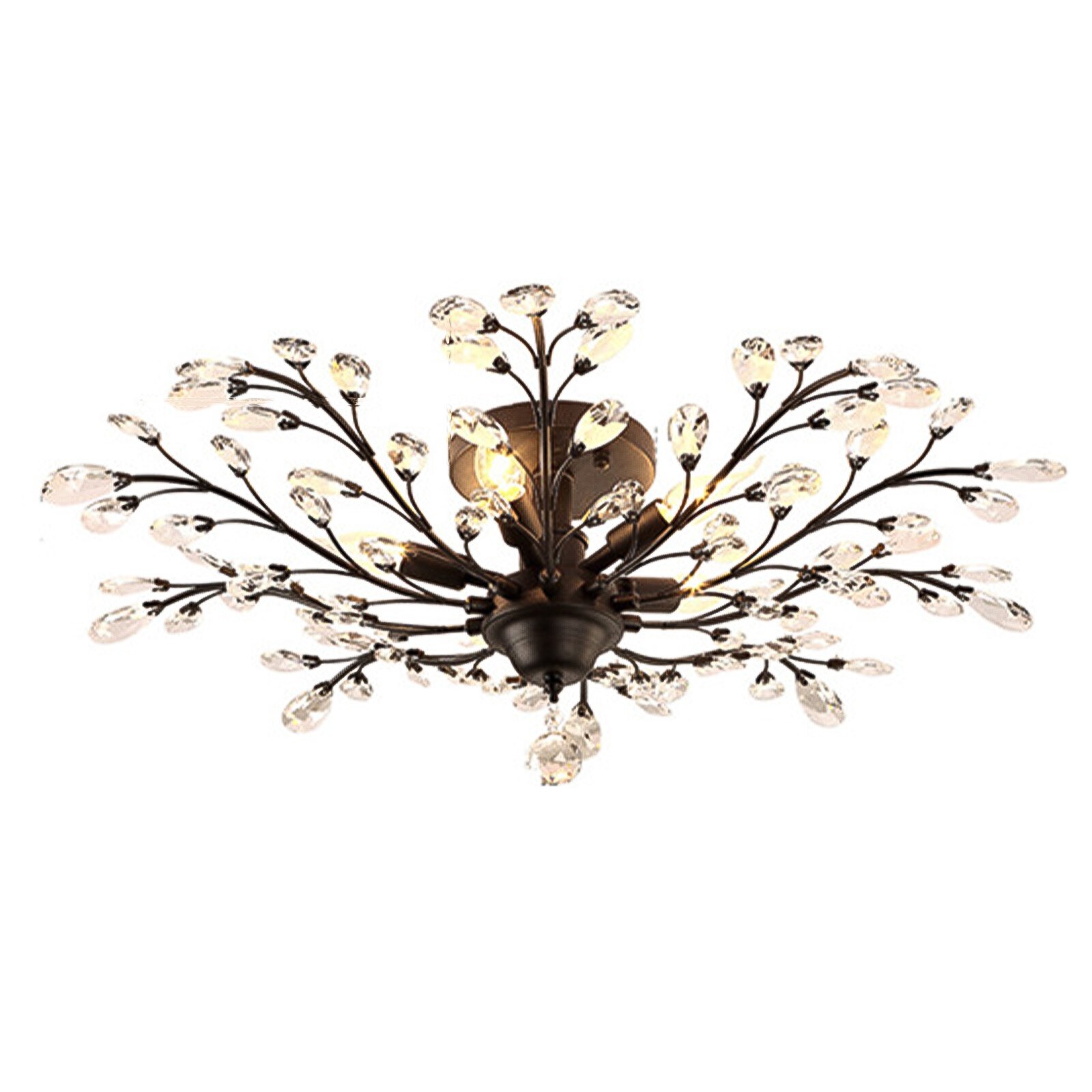 Crystal Chandelier Branches Pendant Lamp Vintage 5-Light Bedroom Ceiling Fixture