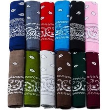 12 Pcs 100 Cotten Paisley Print Double-Sided Scarf Head Neck Face Free Shipping