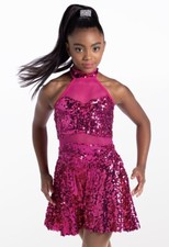 Weisman 8809 LC Pink Sparkle Sequined Dance Costume with Tights