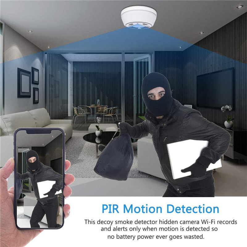 WIFI Hidden Spy Camera Smoke Detector 180 Days Standby IR Night Vision