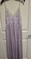 Lily Of France Vintage Womens Nightgown Slip Dress Lace Maxi Chemise Laven Small