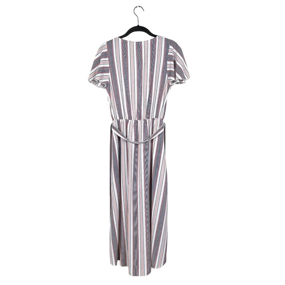 NUEVO CON ETIQUETAS Love Fire Mameluco Talla M Multicolor Rayas Imitación Envolvente Falda Acampanada Manga Corta Foto 4 de 4