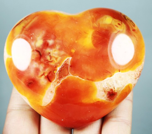 312g Colorido Rojo Naranja Blanco Ágata Cornalina Cristal Corazón Curativo - Imagen 2 de 11