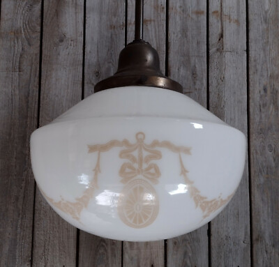 シーリングライト・天井照明 Rare30s VTG EXIT White Glass Light