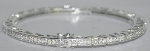 1.82ct Natural Round Diamond 14K White Gold Anniversary Wedding Bracelet - Picture 3 of 14