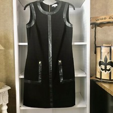 Calvin Klein Sleeveless Sheath Dress with Leather Style Lining Size 4 Black