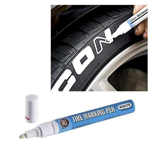 White Permanent Oil Based Paint Pen Car Bike Tyre Tire Metal Marker
