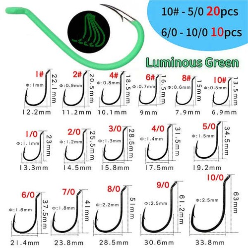 10-10/0 Luminous Octopus circle hooks UV glowing Fishing Hook - Picture 12 of 14