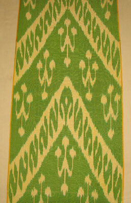 11 Yard HAND MADE UZBEK Natural SILK IKAT ADRAS FABRIC #3075