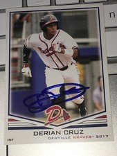 DERIAN CRUZ signed 2017 DANVILLE BRAVES IP Autograph COA First Card APPY League