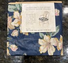 4 Vintage Glazed Chintz Chair Seat Covers Blue Floral Set NOS