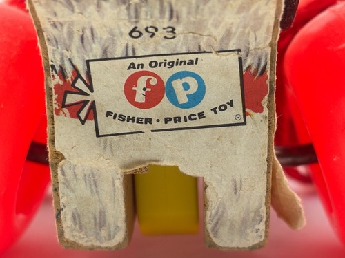 Vintage 1968 Fisher Price LITTLE SNOOPY Dog on Wheels Pull Toy #693 - Picture 11 of 18