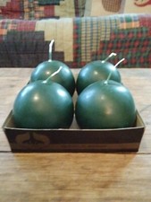 Set of 4 Green Danish Ball Candles About 2.5" High and 2.5 " in Diameter NIB