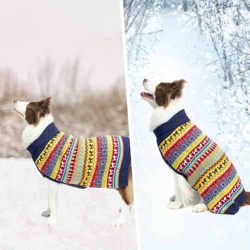 Abrigo de invierno suéter para perro Mihachi con rayas coloridas mediano - Imagen 3 de 4