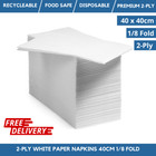 White Paper Dinner Napkins 40cm 1/8 Fold Napkins Premium 2-Ply Paper Serviettes