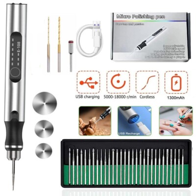 Multifunctional Electric Engraving Pen with 37 Bits  USB Rechargeable Cordless