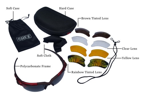 CHEX Europa Cricket Sunglasses Sports Glasses 5 Various Interchangeable Lens - Picture 7 of 23