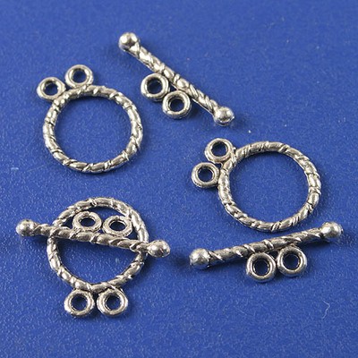 25sets dark silver tone toggle clasp h3511