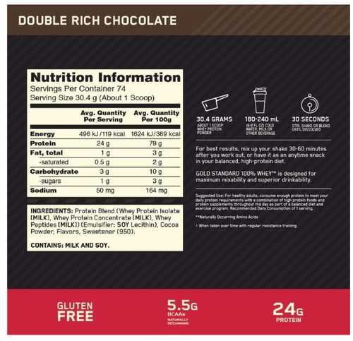 Optimum Nutrition Gold Standard 100% Whey 5Lbs | Protein Powder | WPI | WPC | ON - Picture 3 of 3