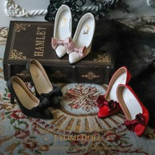1/3 SD16/13/DD BJD Shoes Retro Satin Pointed-toe High Heels with Stereo Bow Deco