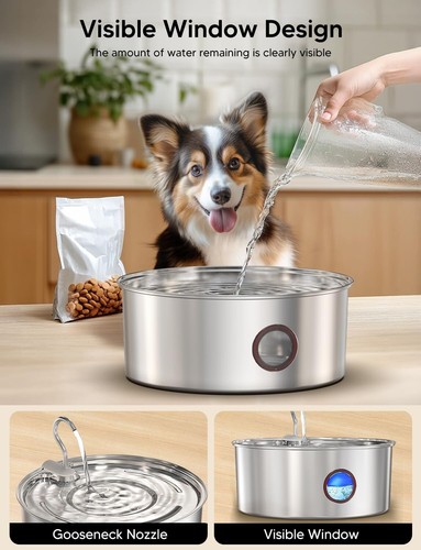 Hundebrunnen für große Hunde - 8L/270oz Edelstahl Hundebrunnen... - Bild 7 von 7