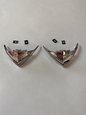 1956 CHEVY NOMAD SHOW CHROME V-8 EMBLEMS UNDER TAIL LAMPS V Chevrolet 56 NEW
