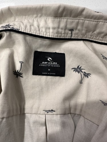 Rip Curl shirt men's short sleeved collard button up cotton palm trees Size M - Picture 7 of 9